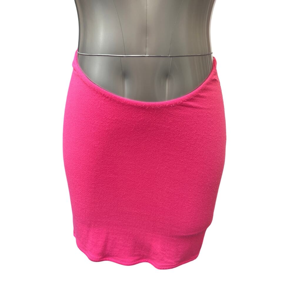 Naked Wardrobe Hot Pink Low Waist Scoop Bodycon Mini Skirt Womens Size M